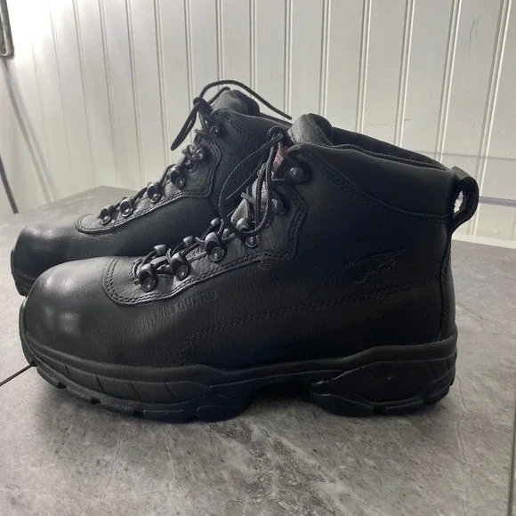 Red Wing Metguard‎ Leather Work Boots Mens Size 8 Black Safety Toe 6680